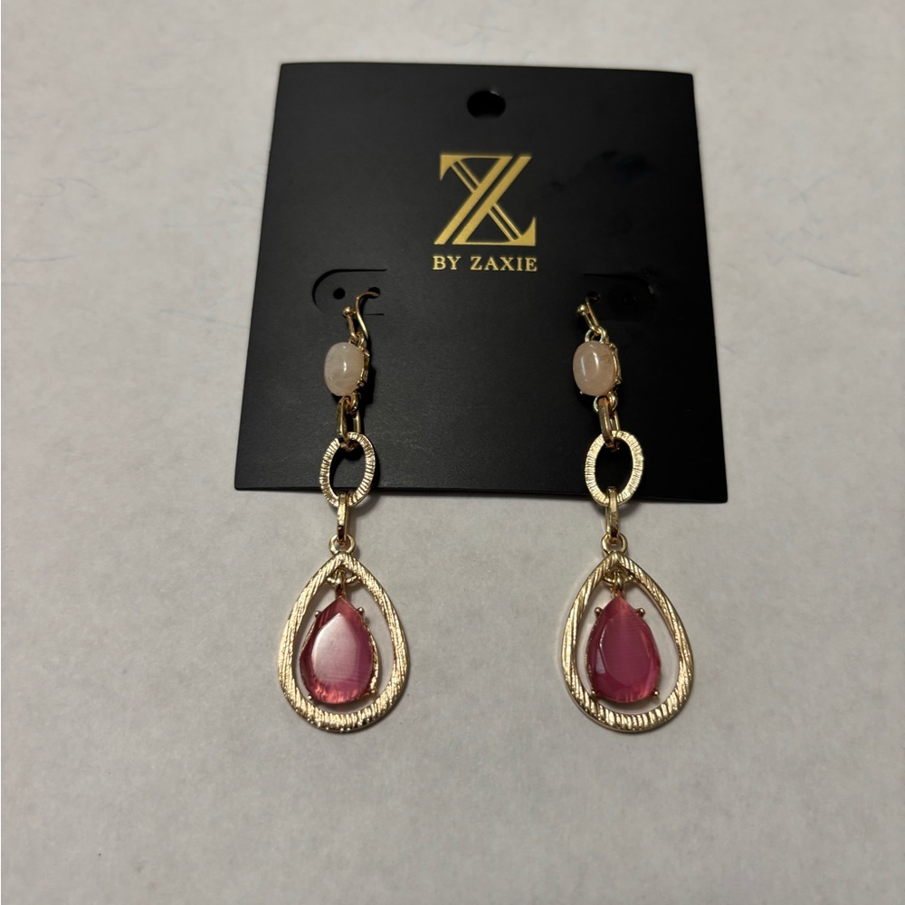 By Zaxie Red Gem Earrings – New Without Tags